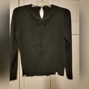 Kobi Halperin Black Sweater with Lace Accents Size Large NWOT